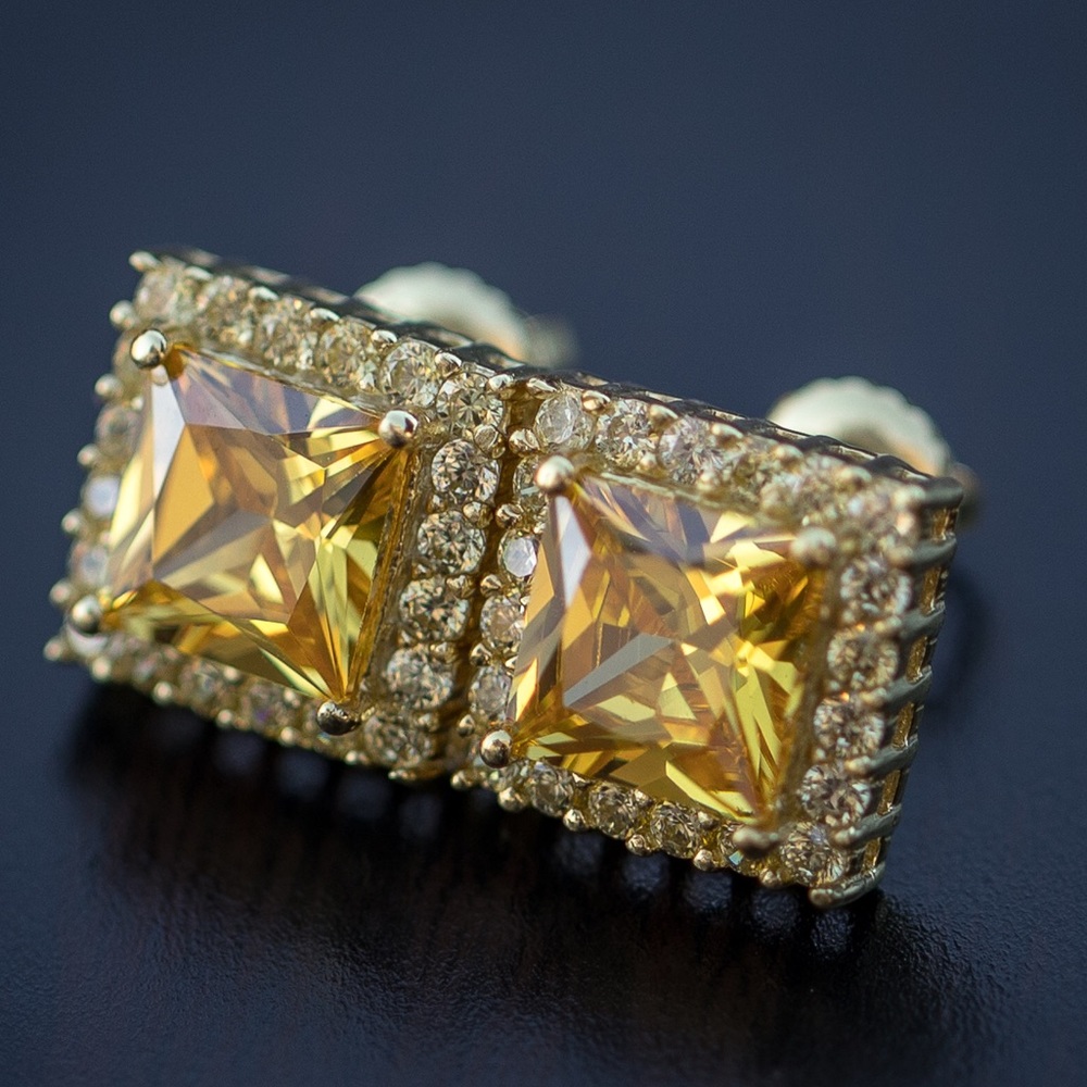 Gold and Yellow Gemstone Earrings